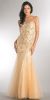 Beaded Mesh Tulle Mermaid Style Long Prom Pageant Dress in Champaign